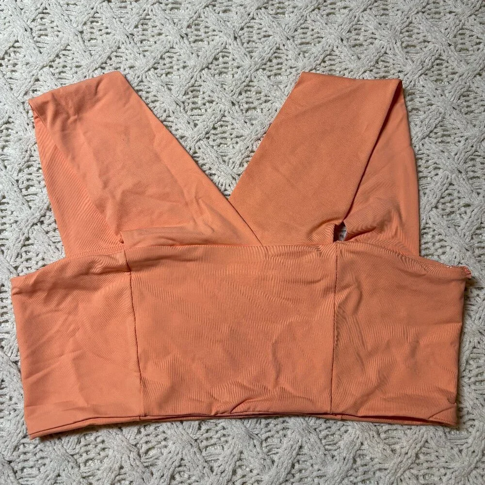 L*Space Parker Top Tangy Orange‎ Deep V Swim Top Women’s Size L NWT